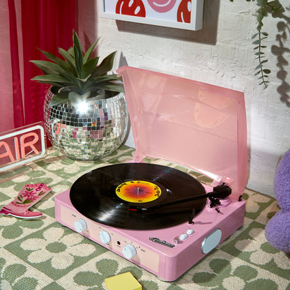 Gadhouse Brad MKII Record Player - Limited Edition Pink Pink + Bundled Majority D40 Bluetooth Speakers