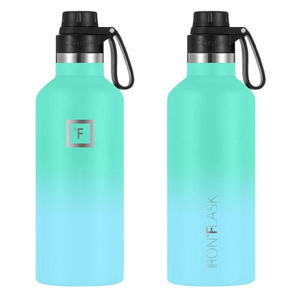 Iron Flask Narrow Mouth Bottle with Spout Lid, Sky, 32oz/950ml