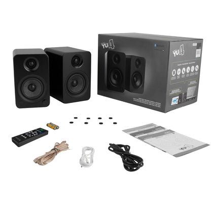 Kanto YU4 140W Powered Bookshelf Speakers with Bluetooth® and Phono Preamp - Pair, Matte Black