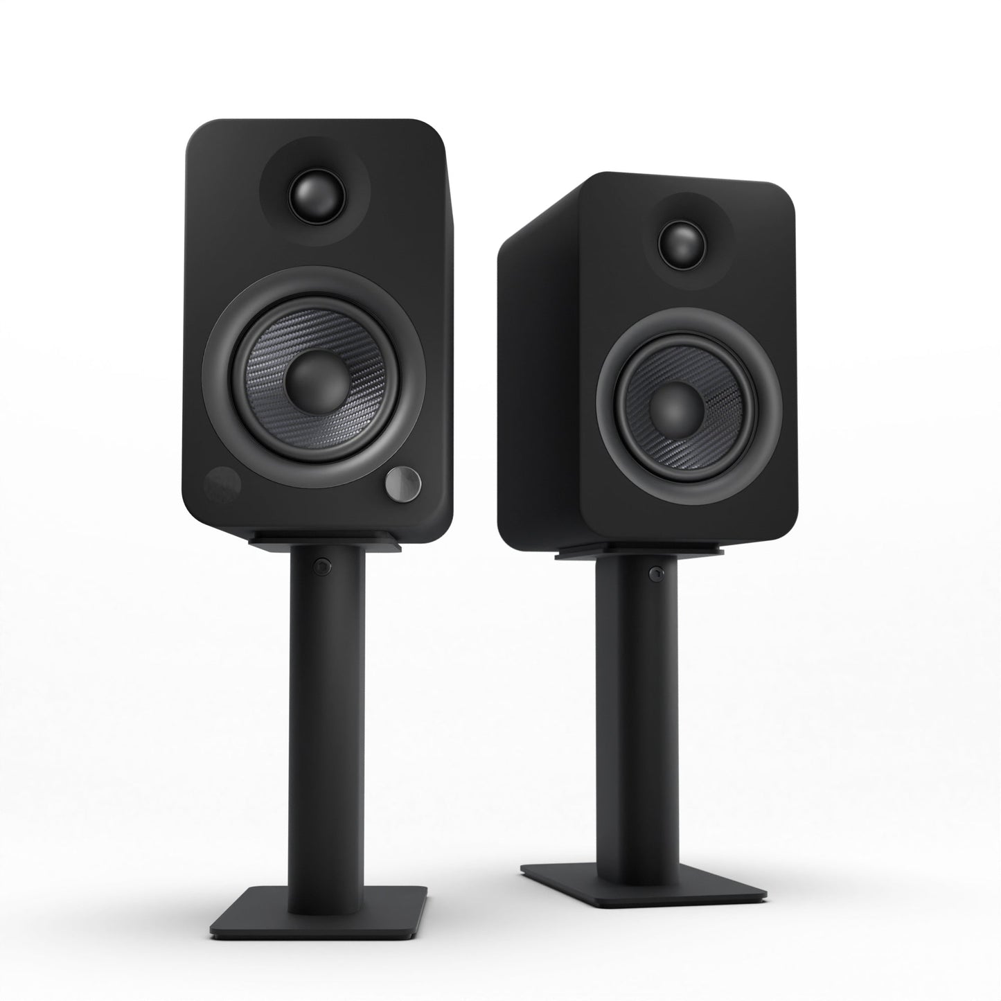 Kanto YU4 140W Powered Bookshelf Speakers with Bluetooth and Phono Preamp - Pair, Matte Black with SP9 Black Stand Bundle