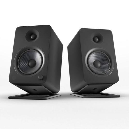 Kanto YU6 200W Powered Bookshelf Speakers with Bluetooth® and Phono Preamp - Pair, Matte Black with S6 Black Stand Bundle