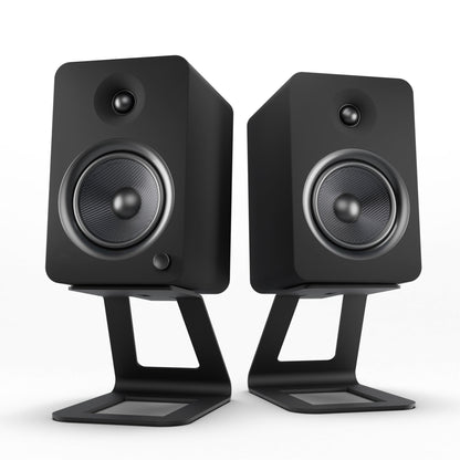 Kanto YU6 200W Powered Bookshelf Speakers with Bluetooth® and Phono Preamp - Pair, Matte Black with SE6 Black Stand Bundle