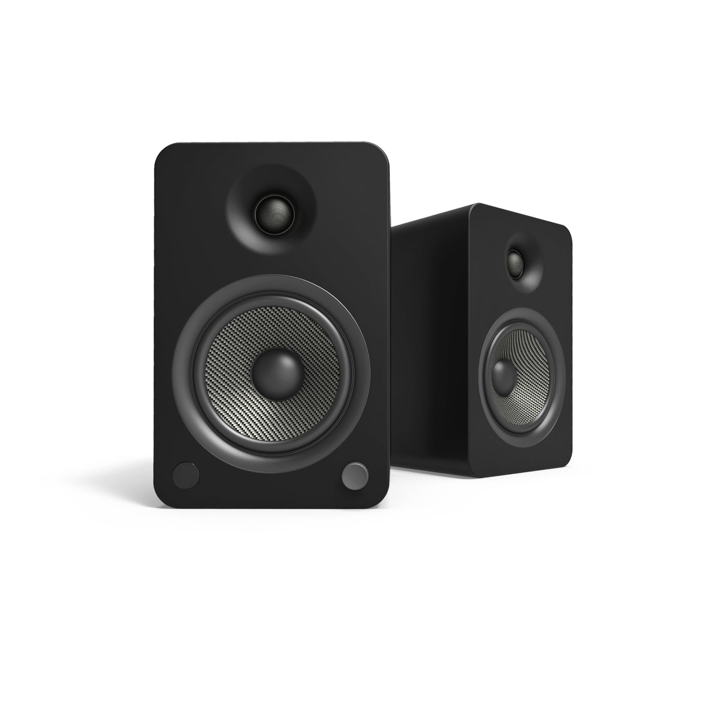 Kanto YU6 200W Powered Bookshelf Speakers with Bluetooth® and Phono Preamp - Pair, Matte Black with SE6 Black Stand Bundle