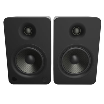 Kanto YU6 200W Powered Bookshelf Speakers with Bluetooth® and Phono Preamp - Pair, Matte Black with SX26 Black Stand Bundle