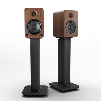 Kanto YU6 200W Powered Bookshelf Speakers with Bluetooth® and Phono Preamp - Pair, Walnut with SX22 Black Stand Bundle