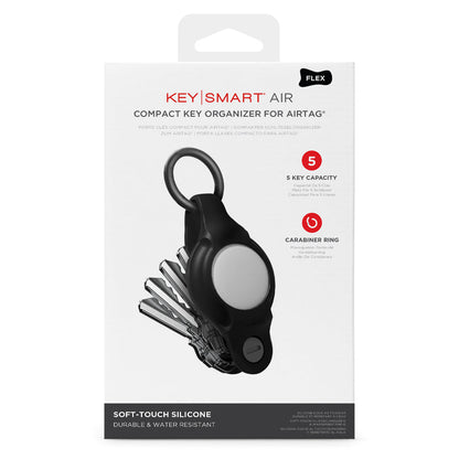 KeySmart Air Flex - Compact Key Holder for Apple AirTag, Slim and Pocket Friendly (Up to 5 Keys) - Black