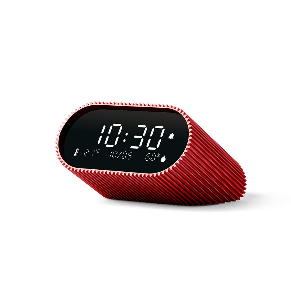 Lexon Ray Clock Lcd Alarm Clock With Temperature / Humidity Display - Red