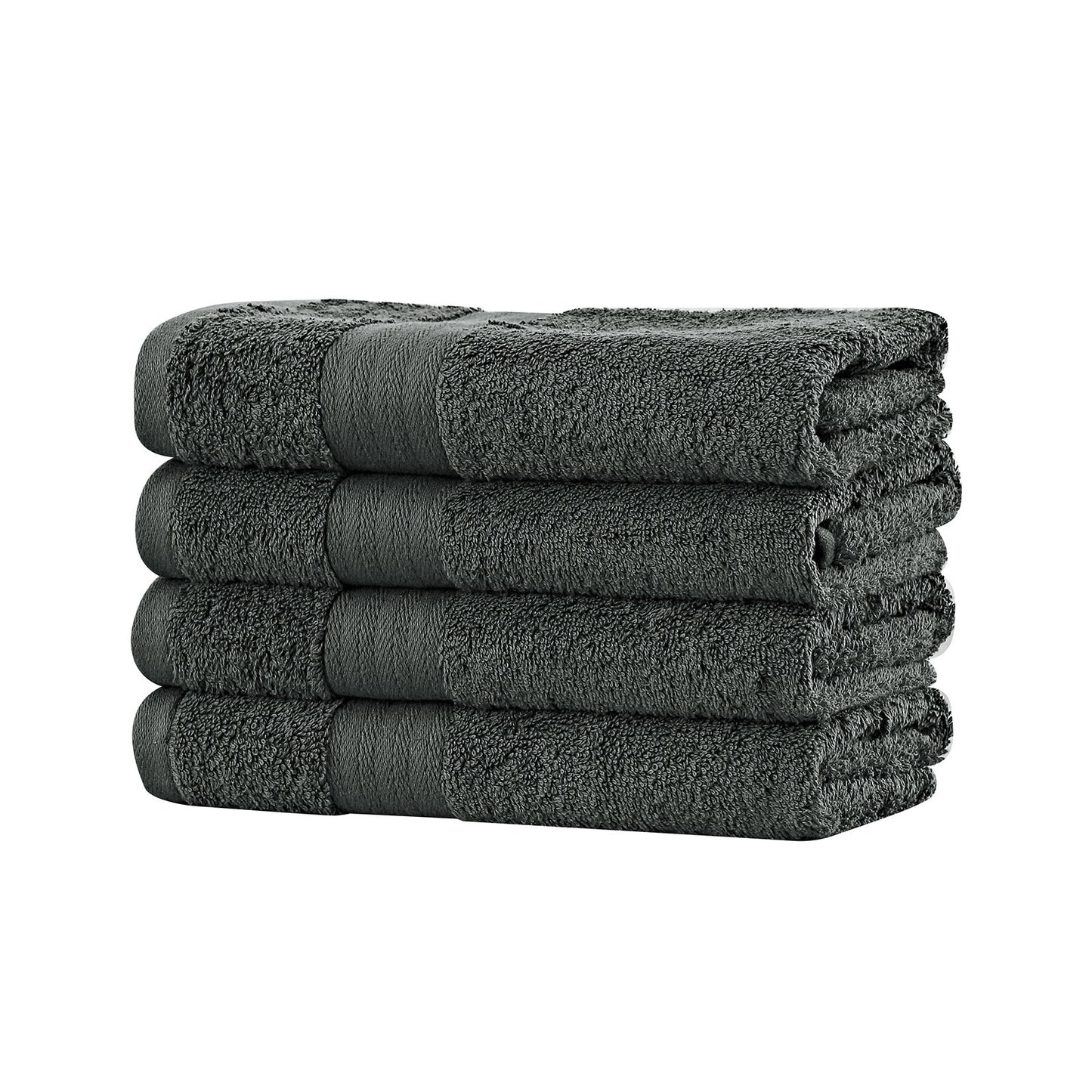 Linenland Bath Towel 4 Piece Cotton Hand Towels Set - Charcoal