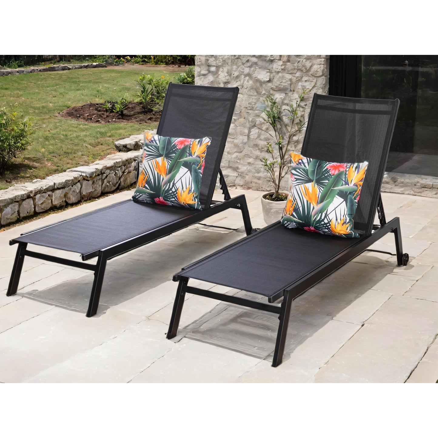 Sirocco (Set of 2) Sunloungers - Black