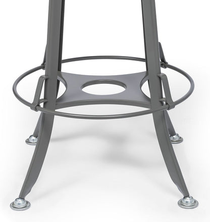 Industrial Swivel Height Adjustable Grey Oak Wood Bar Stool Chair with Back