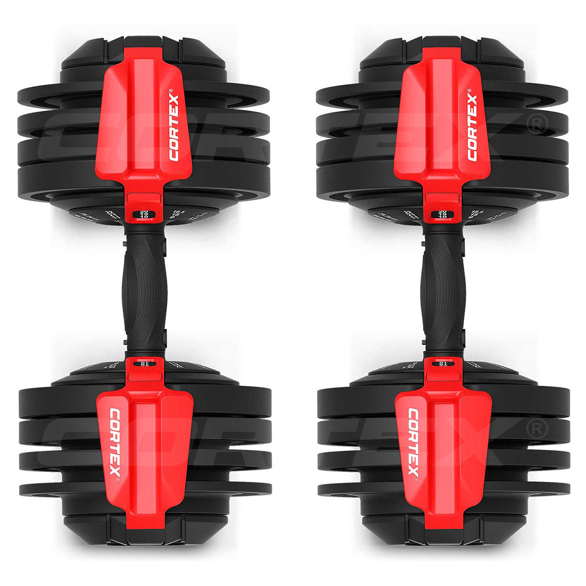 CORTEX Revolock V2 48kg Pair Set Adjustable Steel Dumbbell Barbell Kettlebell All-in-One