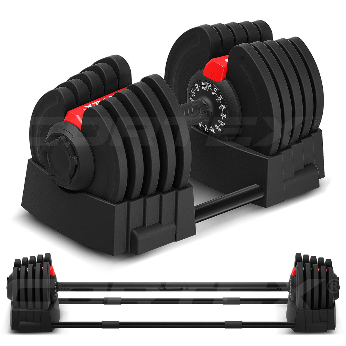 CORTEX Revolock V2 40kg Adjustable Steel Dumbbell Barbell All-in-One (Single)