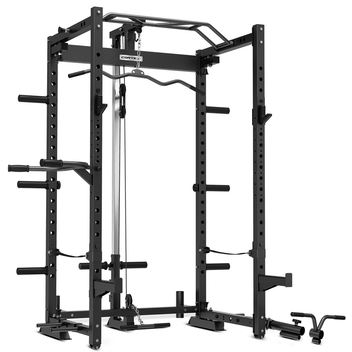 CORTEX PR4 Folding Power Rack with 130kg Olympic Bumper Weight, Bar and Bench Set