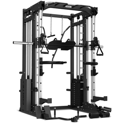 CORTEX SM-25 6-In-1 Power Rack With Smith & Cable Machine + Bn-9 Bench + 130Kg Olympic Bumper Weight Plate & Barbell Package