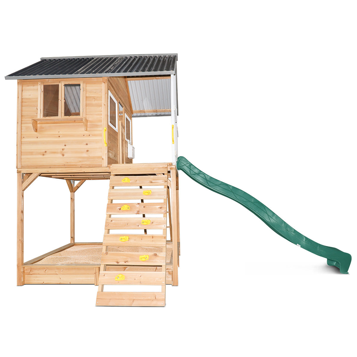 Lifespan Kids Winchester Cubby House with Elevation Platform and Green Slide