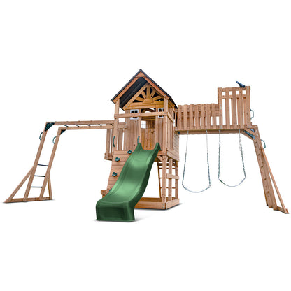 Lifespan Kids Kensington Swing Set, Monkey Bars & Play Centre with 2.2m Slide (Green)