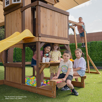 Lifespan Kids Meer Brook Swing Set, Monkey Bars & Play Centre with 2.2m Slide (Green)