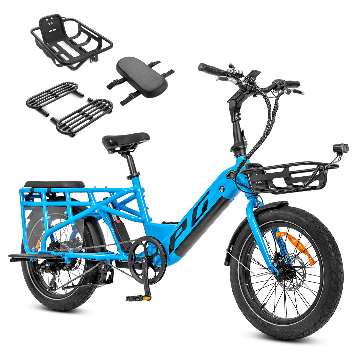 Progear Bikes E-Moover Cargo Bike + Transporter Kit - Electric Blue