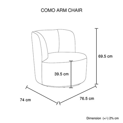 Como Arm Chair Fabric Upholstery Dark Grey Colour Wooden Structure High Density Foam Rotating Metal Chassis