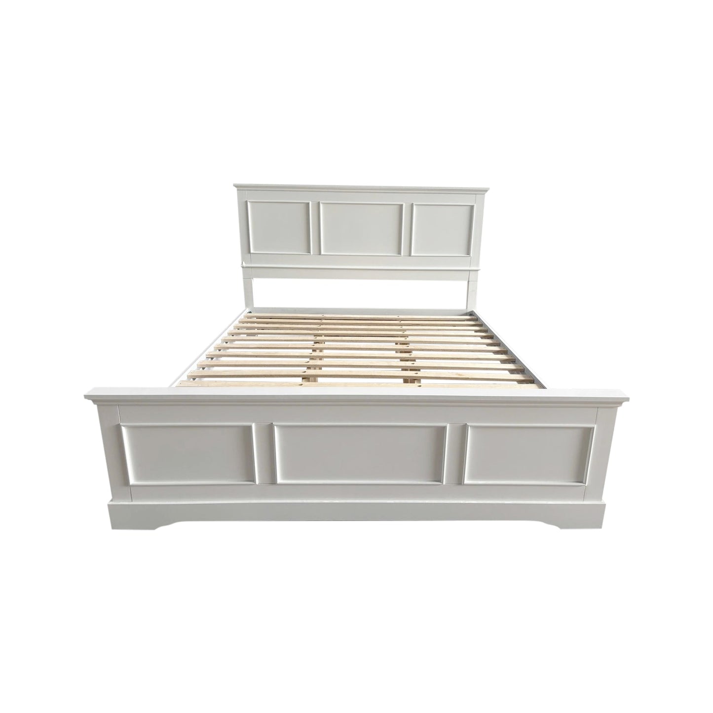 Queen Bed Frame in Solid Wood with Slats Support in White colour