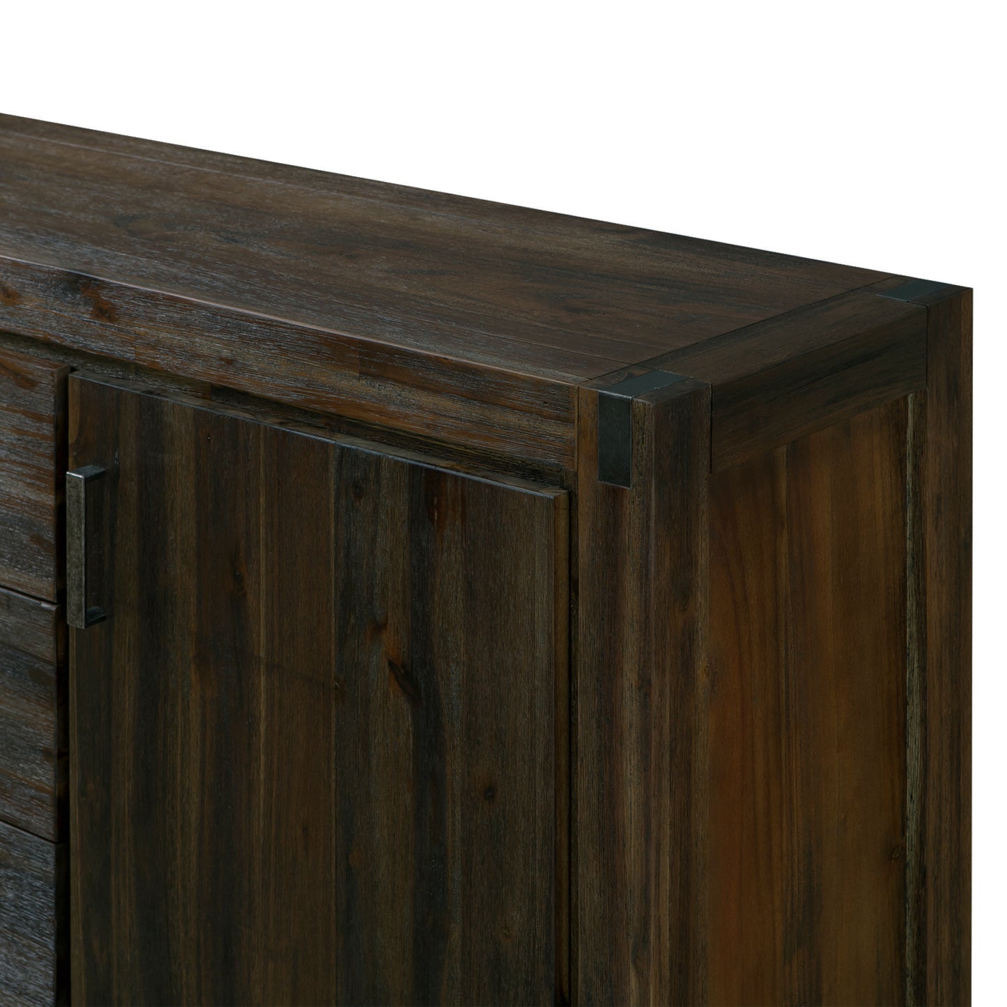 Buffet Sideboard in Chocolate Colour Constructed with Solid Acacia Wooden Frame Storage Cabinet with Drawers