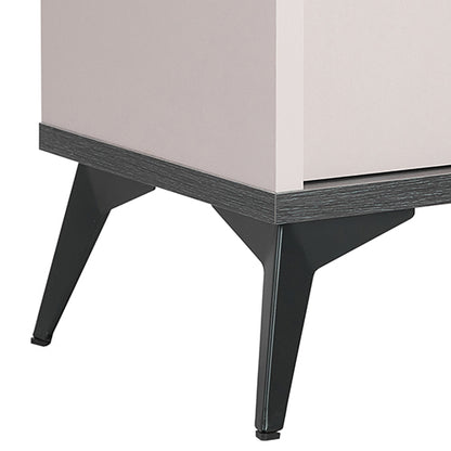 Bedside Table with 2 Storage Drawers MDF Combination of Champagne and Black Colour Nightstand