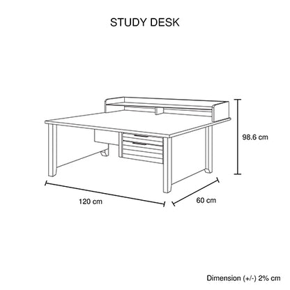 Study Desk with 2 Drawers Natural Wood like MDF Office Desk Table