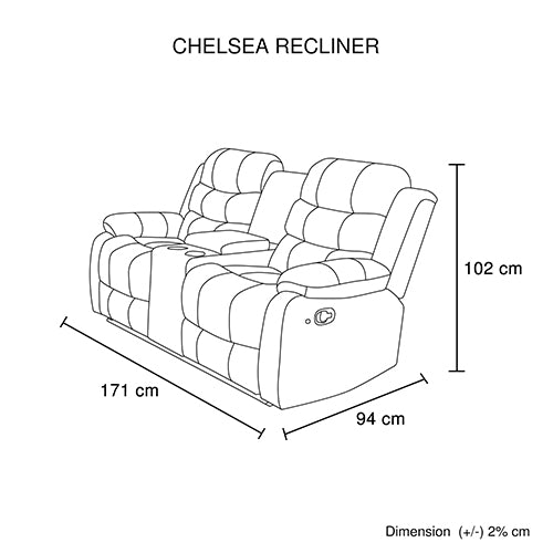 3-2-1 Seater Seater Finest Black Leatherette Recliner Feature Console LED Light Ultra Cushioned