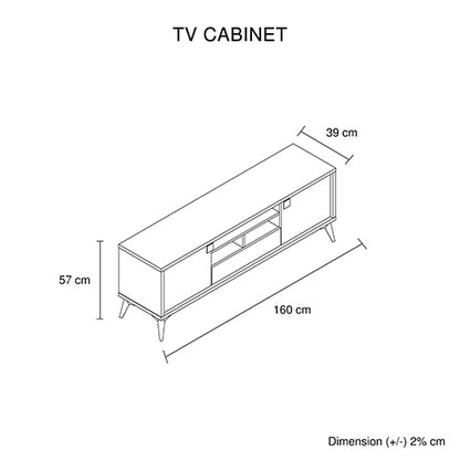 TV Cabinet with Storage Drawer Open Shelve Cabinet MDF in Champagne Colour