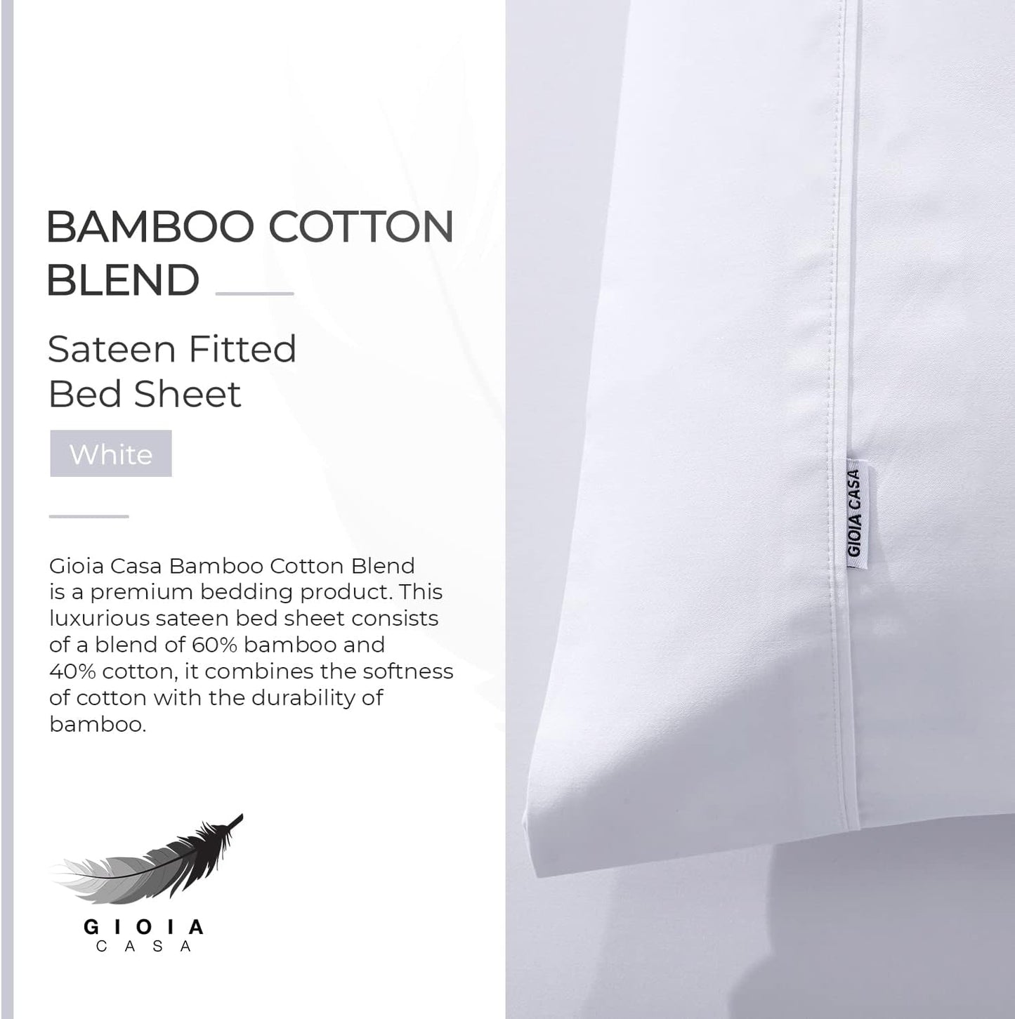 Gioia Casa Bamboo Cotton Blend All Season Bedding Set - White - Single Size