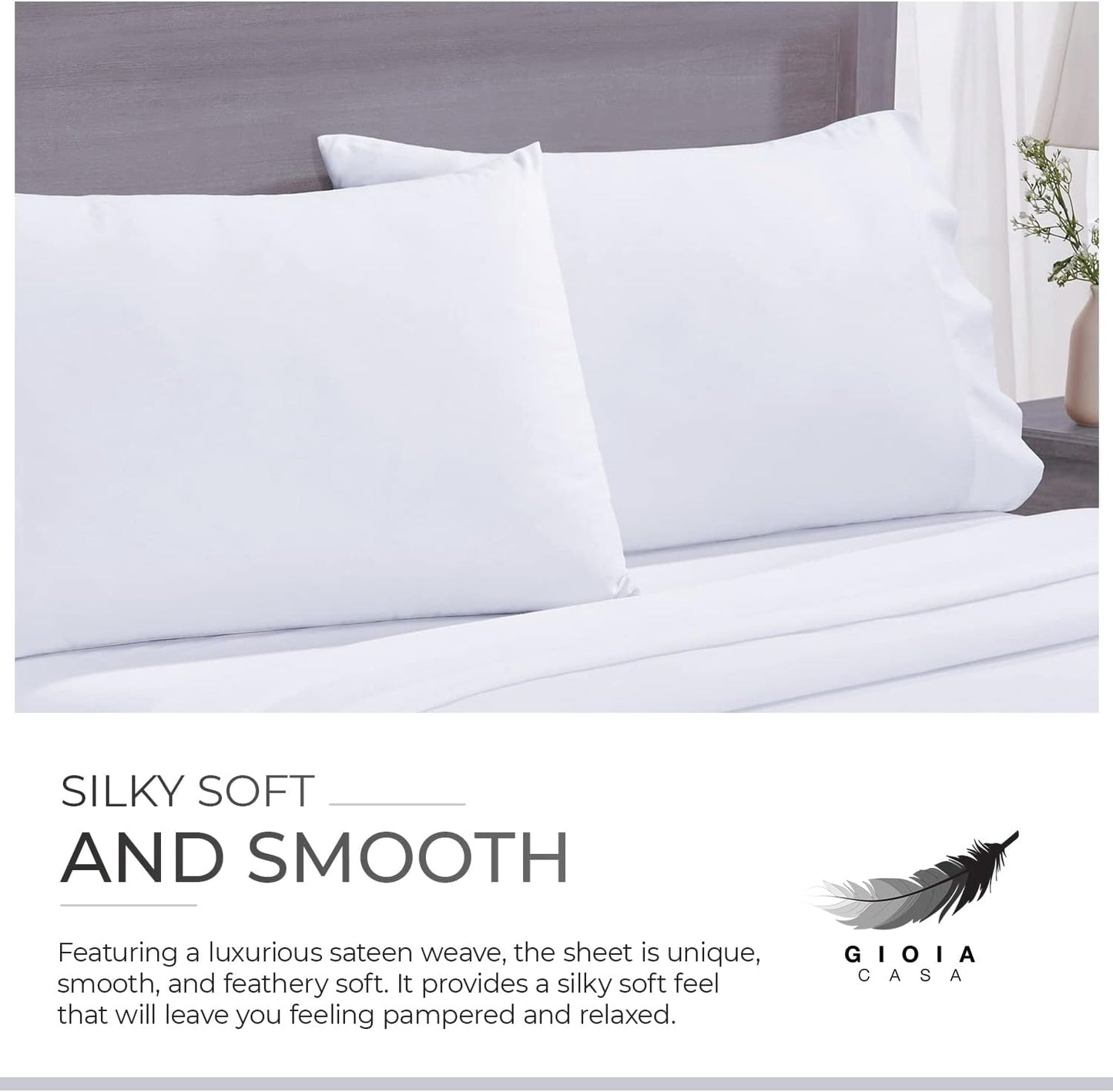 Gioia Casa Bamboo Cotton Blend All Season Bedding Set - White - Single Size