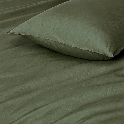 Gioia Casa 100% Cotton Vintage Washed Bed Quilt Cover Set (2Pcs) - Khaki Green - Single