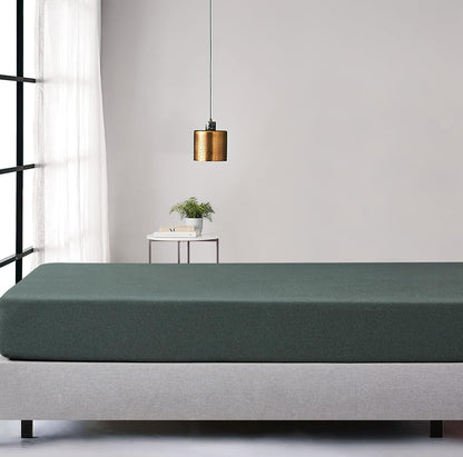 Gioia Casa 100% Jersey Cotton Soft Stretchy Breathable Fitted Sheet - Forest Green - Double Size