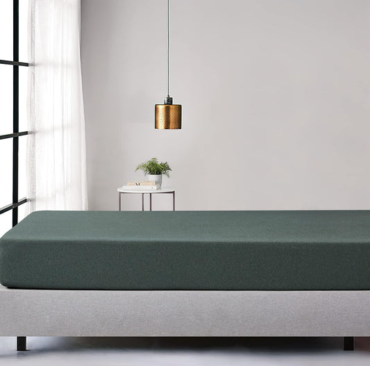 Gioia Casa 100% Jersey Cotton Soft Stretchy Breathable Fitted Sheet - Forest Green - Queen Size