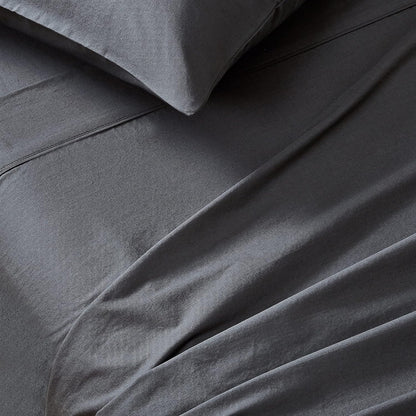 Gioia Casa Vintage Washed 100% Cotton Sheet Set with 2 Pillowcases - Charcoal - Queen Size