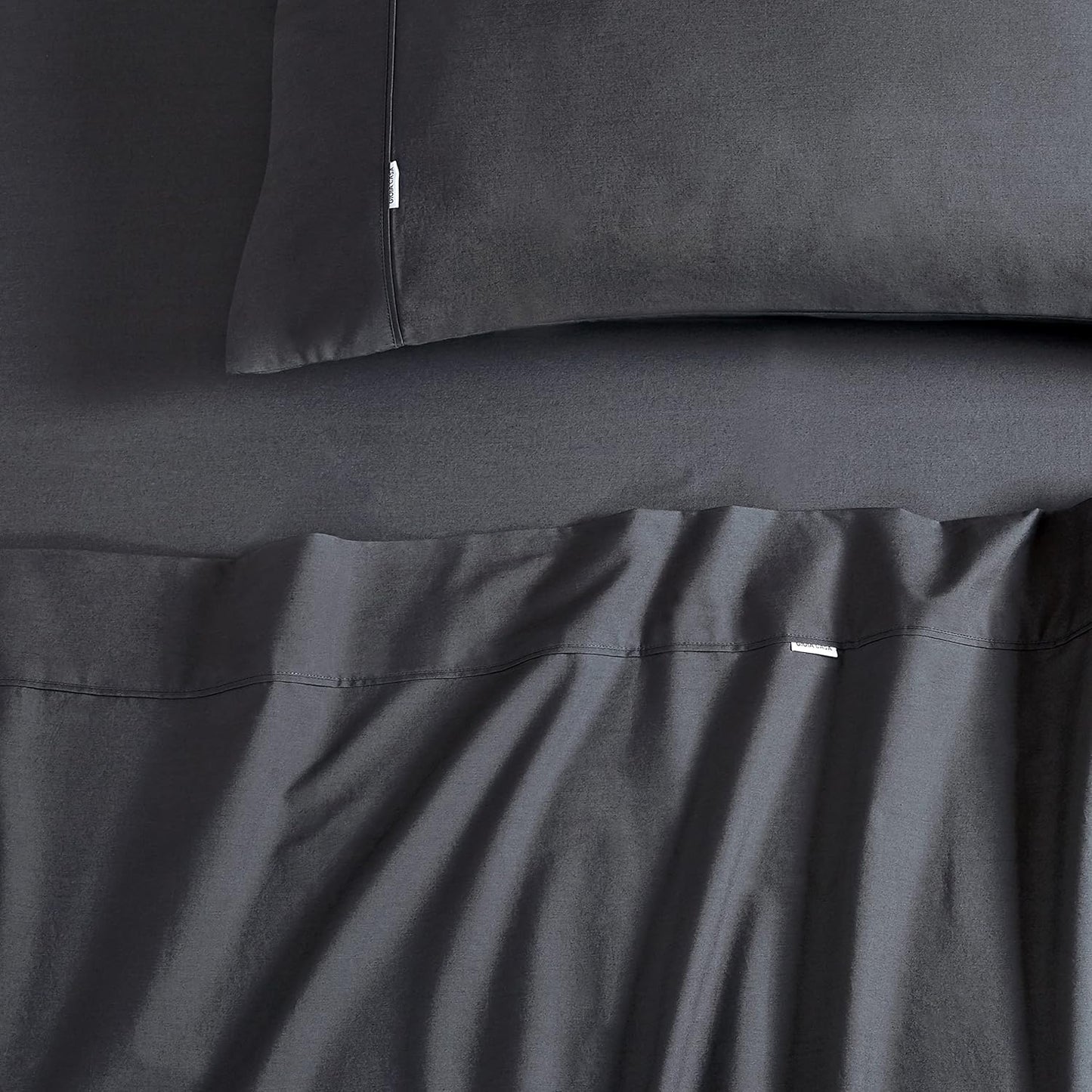 Gioia Casa Vintage Washed 100% Cotton Sheet Set with 2 Pillowcases - Charcoal - King Size