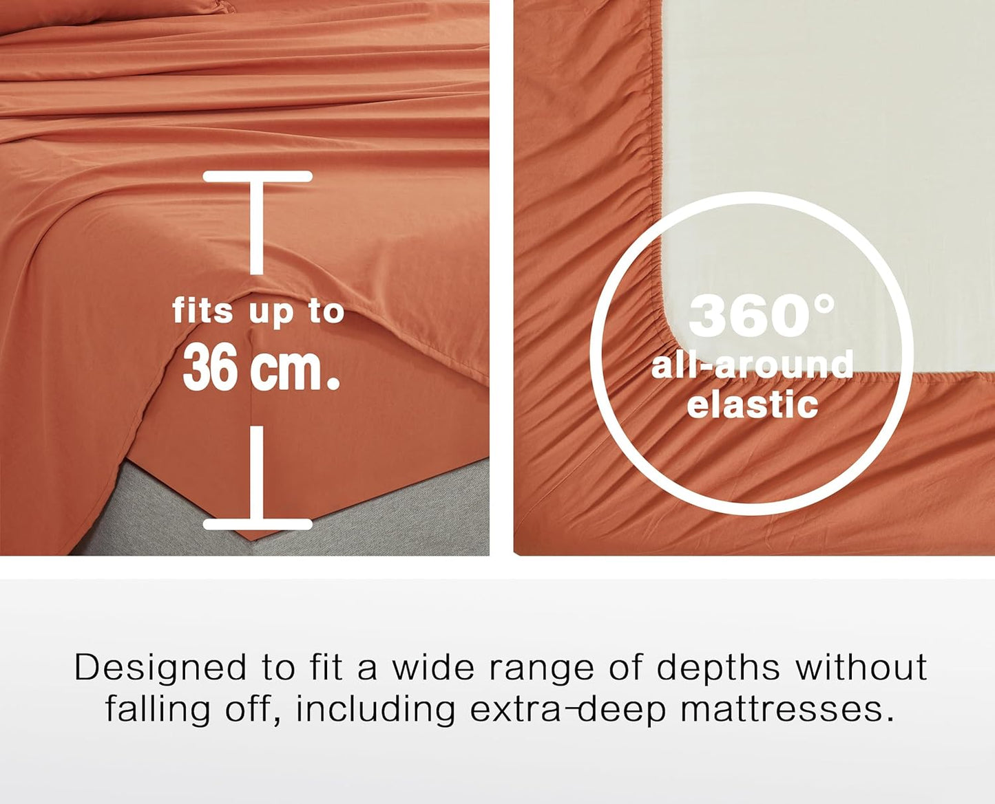 CleverPolly Vintage Washed Microfibre Sheet Set with 2 Pillowcases - Terracotta - King