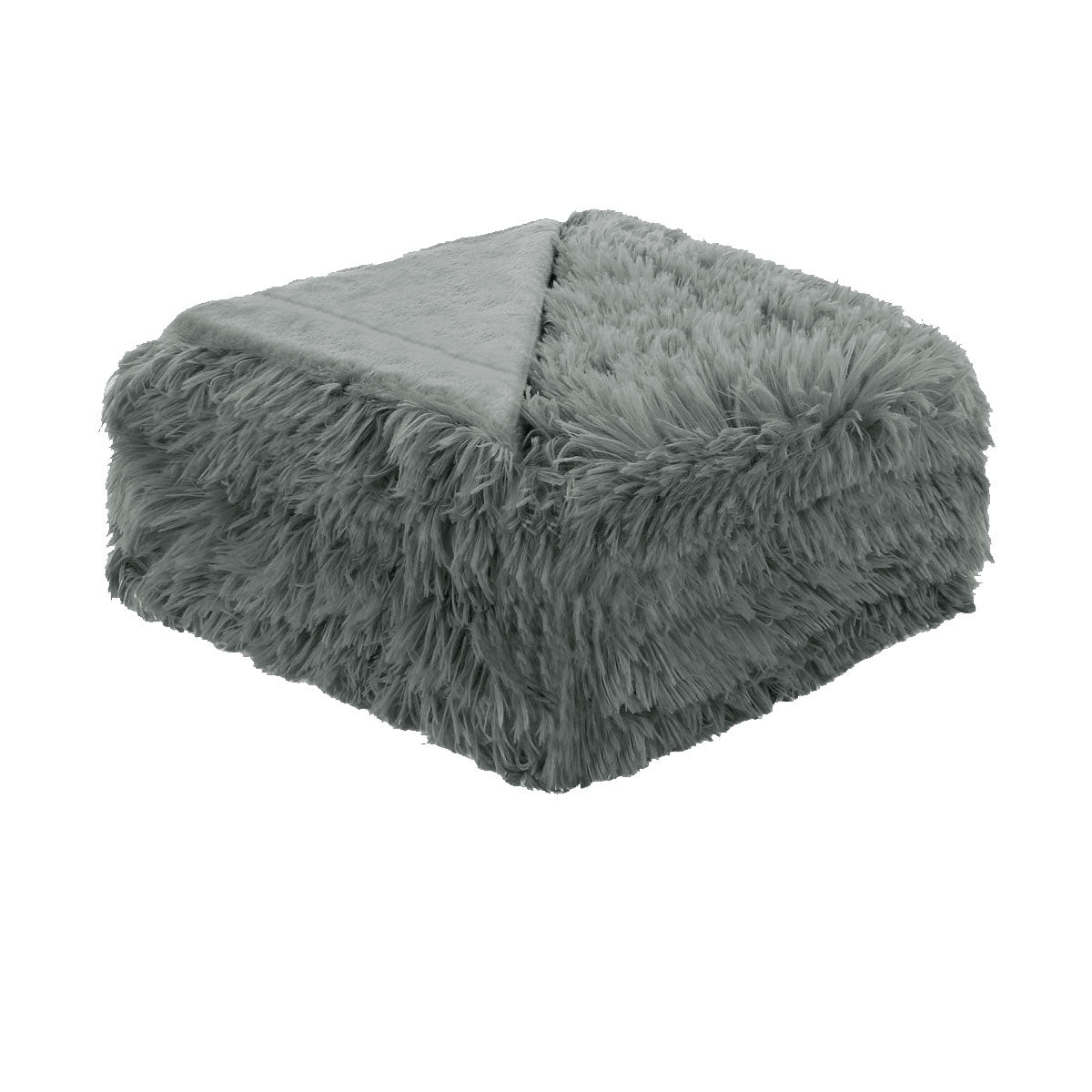 Hotel Living Soft Shaggy Long Hair Blanket Queen Grey