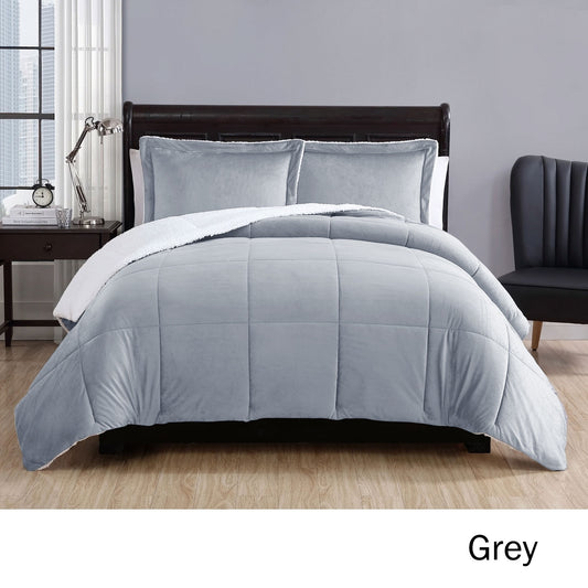 3 Piece Micro Mink Comforter Set Grey King