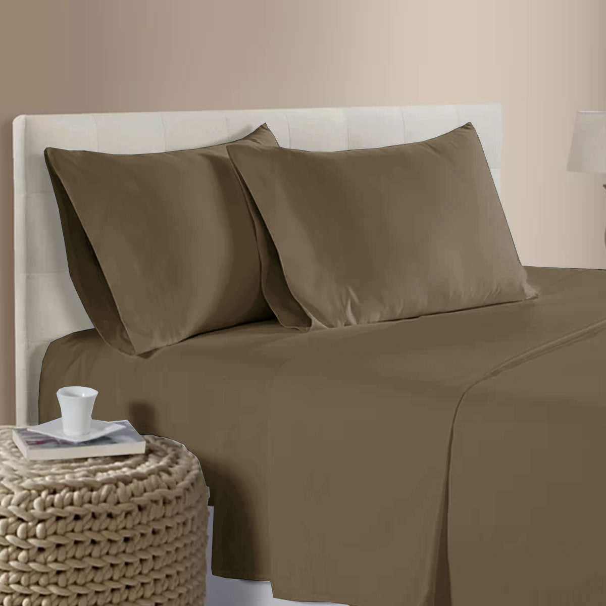 400TC Bamboo Cotton Sheet Set Latte Queen