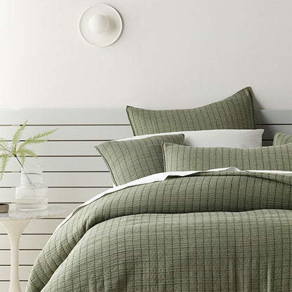 Bianca Bari Green Polyester Cotton Bedspread Set King