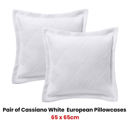 Bianca Pair of Cassiano White European Pillowcases 65 x 65cm