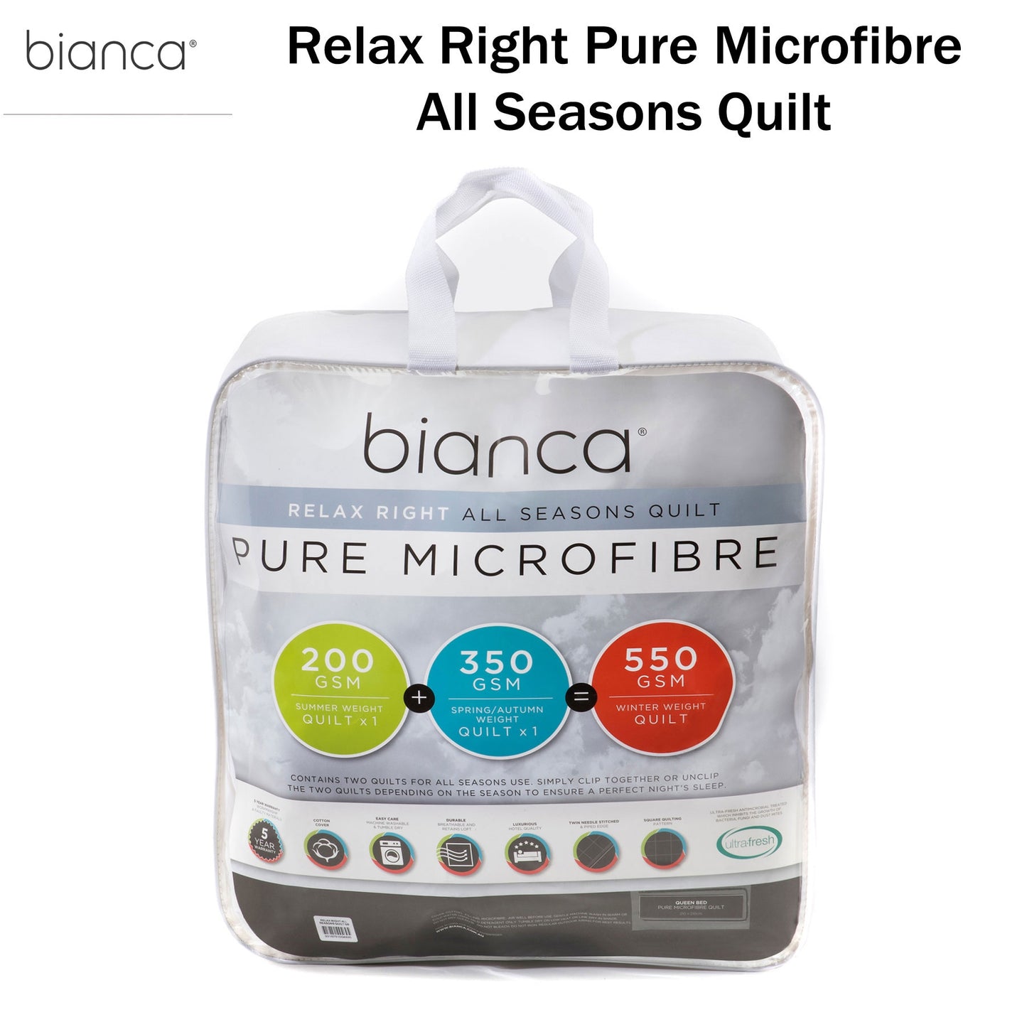 Bianca Pure Microfibre All Seasons Quilt Super King