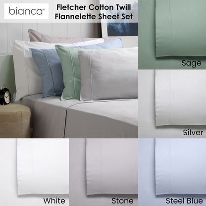 Bianca Fletcher Flannelette Cotton Sheet Set Silver Split King