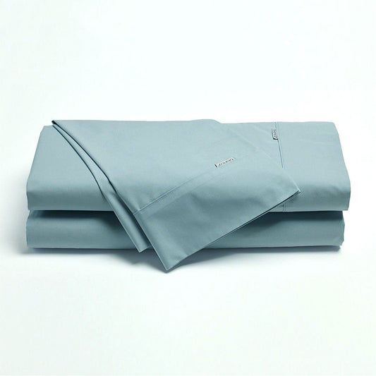 Bianca Heston Cotton Percale Sheet Set Steel Blue King