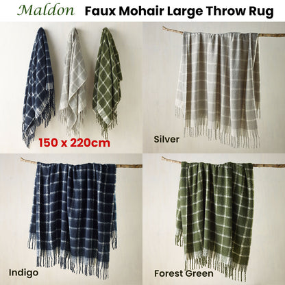 Bianca Maldon Faux Mohair Large Throw Rug 150 x 220 cm Forest Green