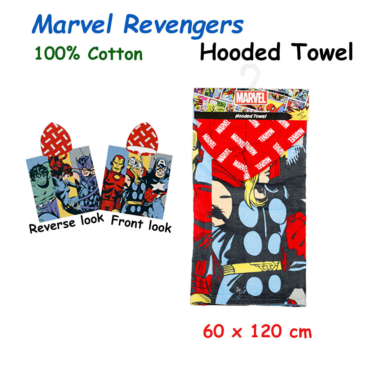 Caprice Marvel Revengers Cotton Hooded Licensed Towel 60 x 120 cm