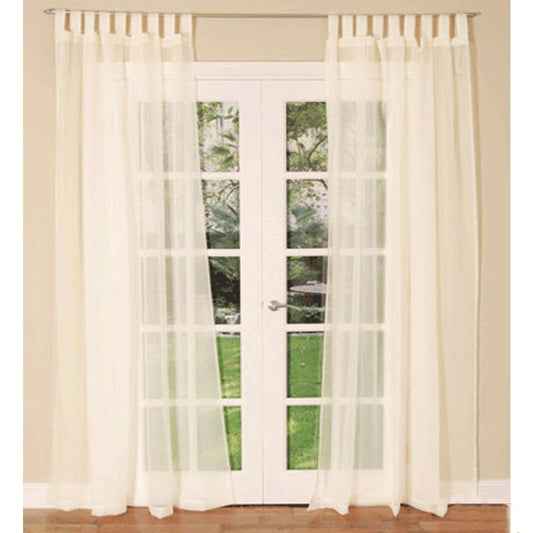 Pair of Sheer Mosquito Net Tab Top Curtains 150 x 240 cm Cream