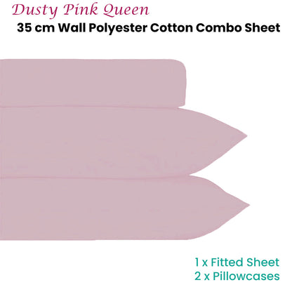 Plain Dyed Polyester Cotton Combo Set Dusty Pink Queen