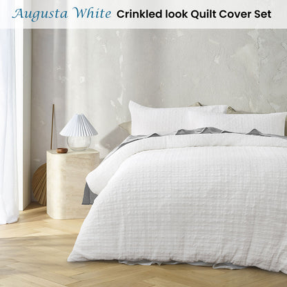 Accessorize Augusta White Ruched Quilt Cover Set Single